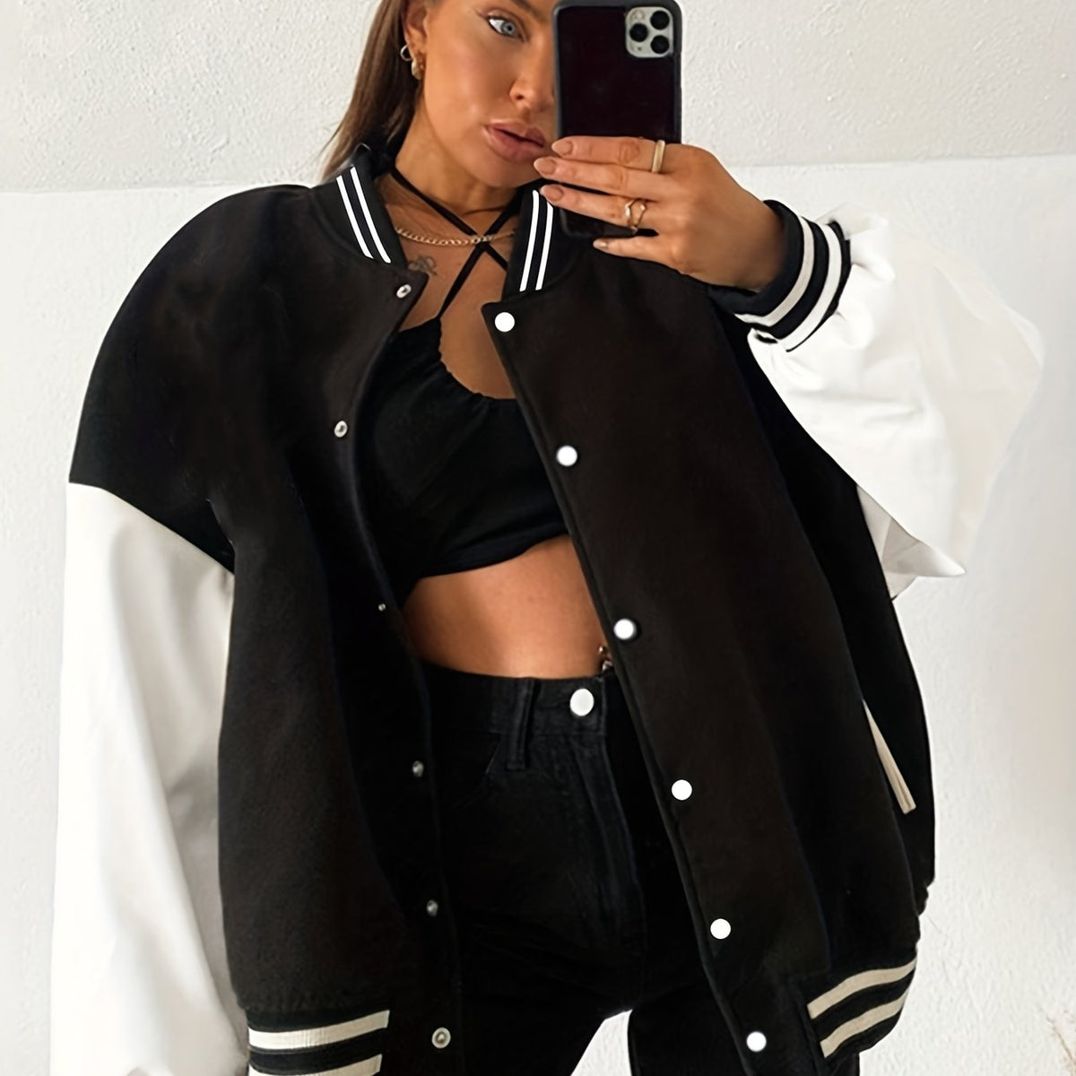 Preppy Classic Varsity Jacket Long Sleeve Casual Jacket