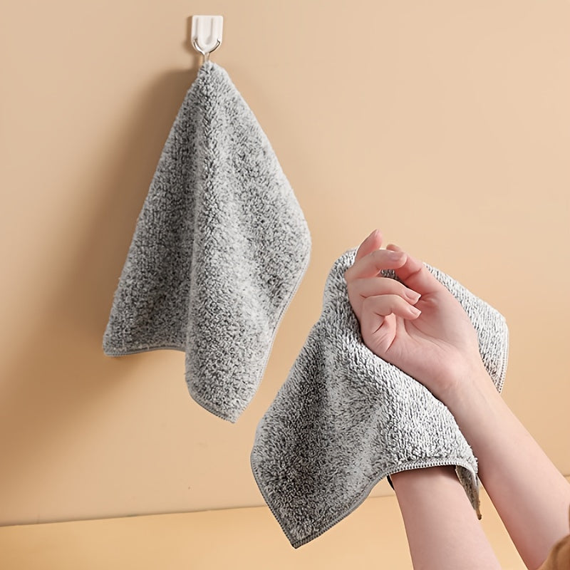 2pcs Microfiber Dish Cloths Absorbent Bamboo Charcoal Fiber Cleaning Cloth