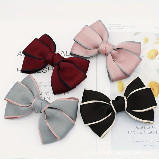 Fabric Bowknot Hair Clip Non slip French Barrette Side Clip Hair Accessories