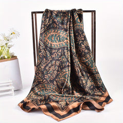 Boho Paisley Print Bandana Vintage Silk Square Scarf Casual Satin Shawl