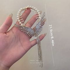 Angel Wings Tassel Rhinestone Hairpin For Women Girls Wedding