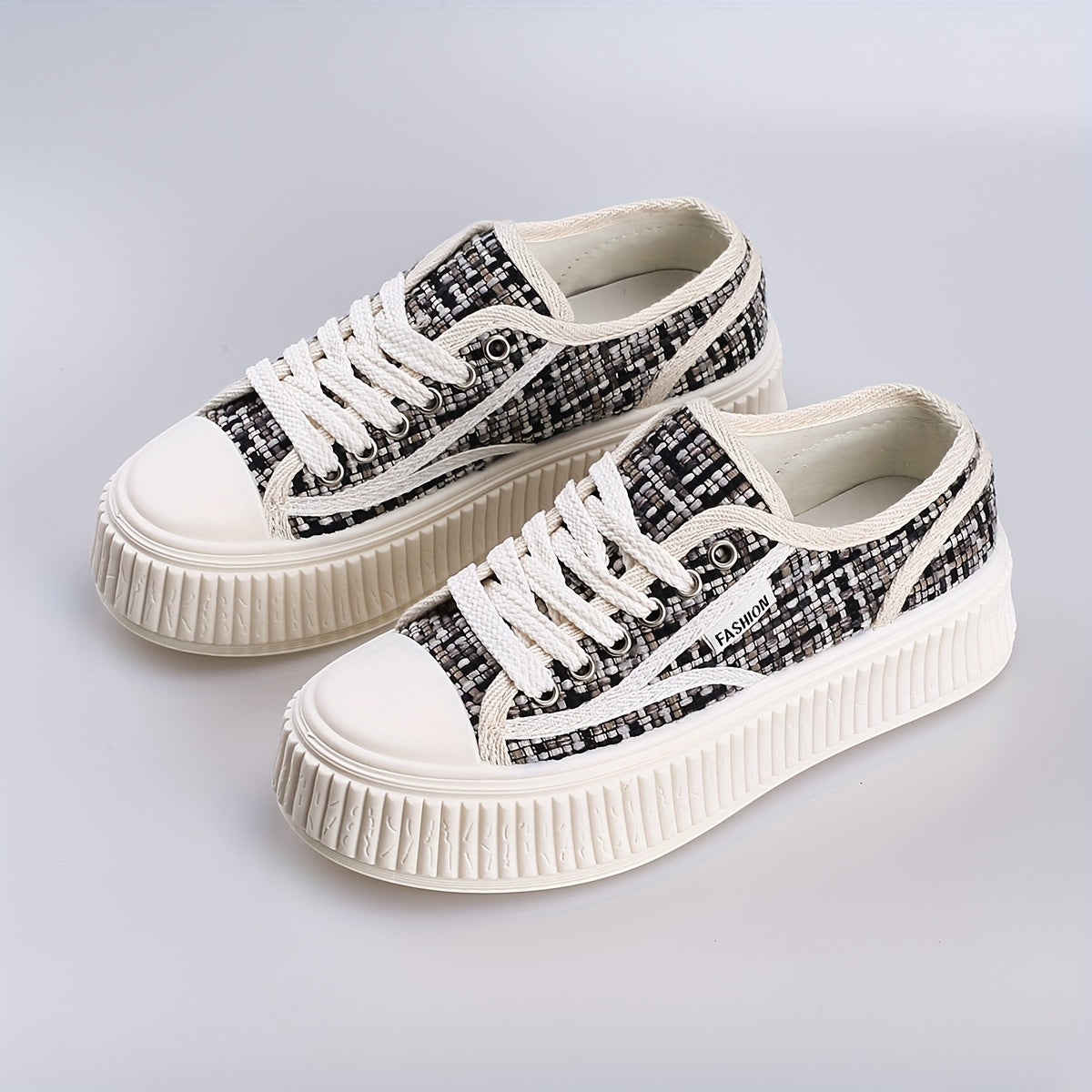 Women's Platform Canvas Shoes Casual Lace Up Outdoor Sneakers