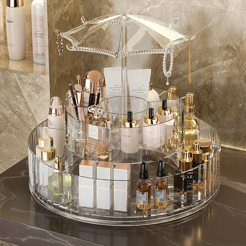 360 Degree Rotating Makeup Organizer Adjustable Cosmetic Display Case