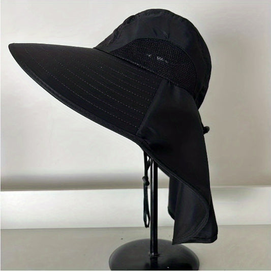 UPF 50 Wide Brim Sun Hat With Neck Flap Unisex Boonie Hat