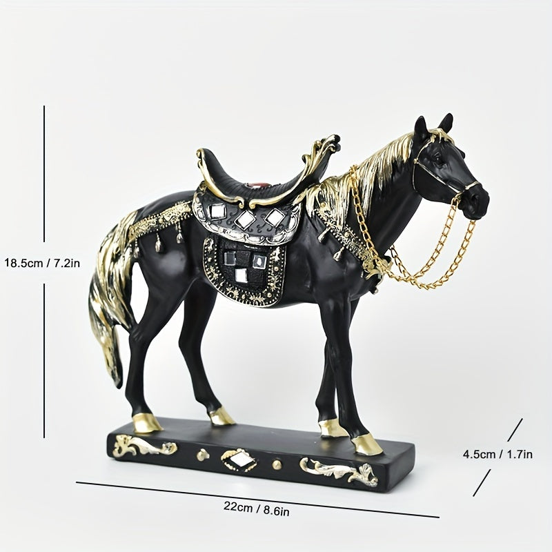 Modern Horse Figurine Decor with Detailed Saddle & Tack