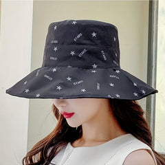 Star Print Bucket Hat Wide Brim Sunshade UV Protection Casual Travel Beach Hats