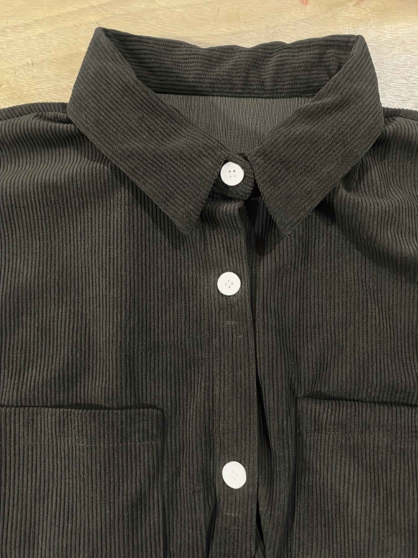 Women's Plus Solid Corduroy Long Sleeve Tunic Shirt Top