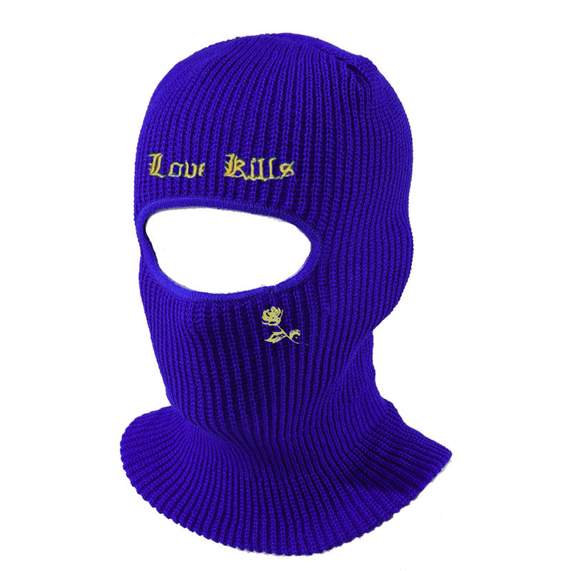 Autumn Winter Character Letter Embroidery Hole Knit Hat