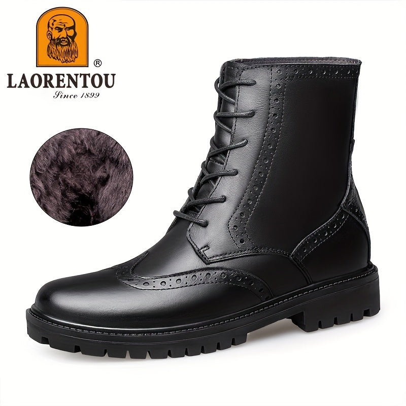 Men's Wingtip Service Boots Brogue Combat Boots Casual Lace