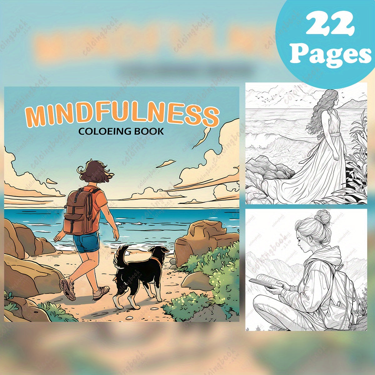 Mindfulness Painting Coloring Book with Story Props for Adults