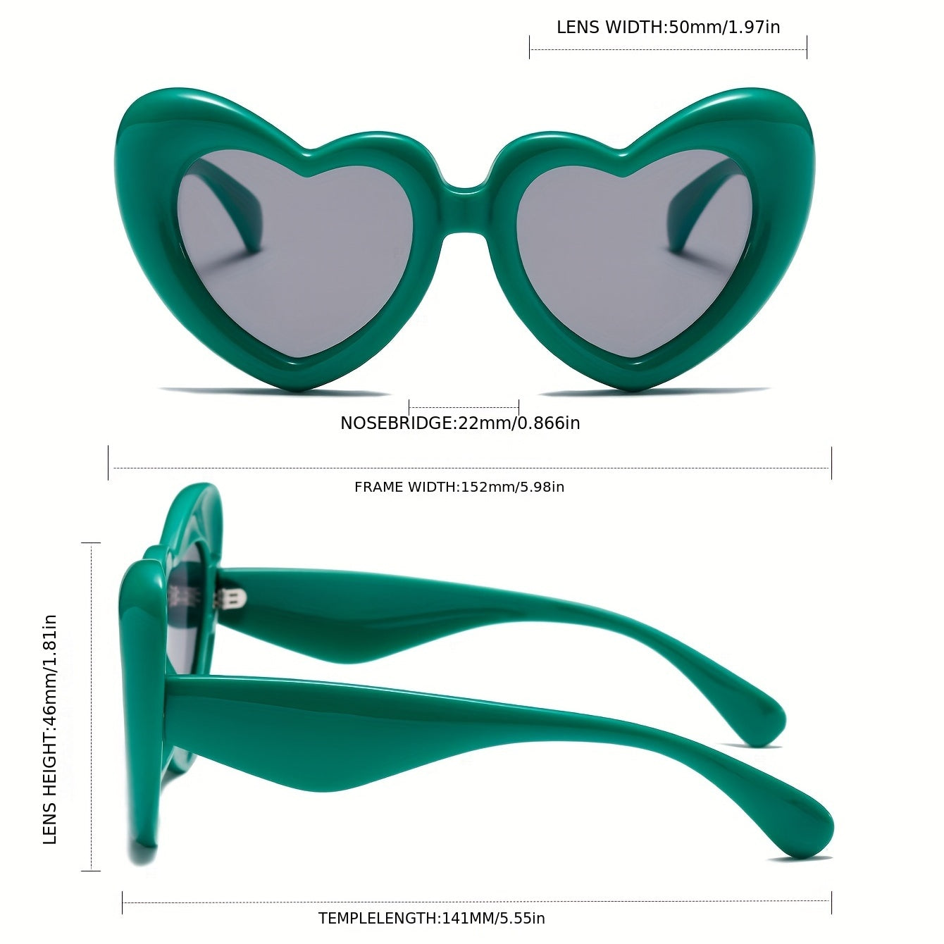 Y2K Inflated Heart Sunglasses Retro Funny UV400 Sun Shades