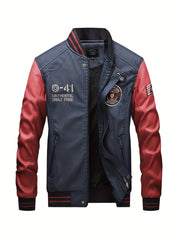 Men's Casual PU Leather Jacket with Pockets