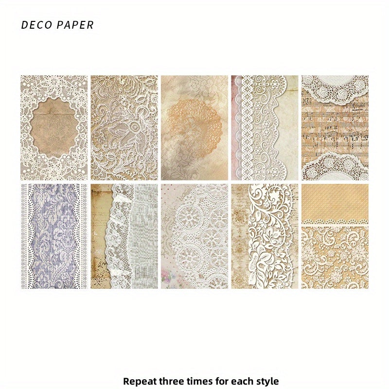 30pcs Lace Story Series Journal Diary Decoration Material Pack Non Self Adhesive