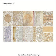 30pcs Lace Story Series Journal Diary Decoration Material Pack Non Self Adhesive