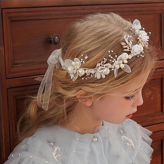 Golden Leaves Bridal Headband with Pearls