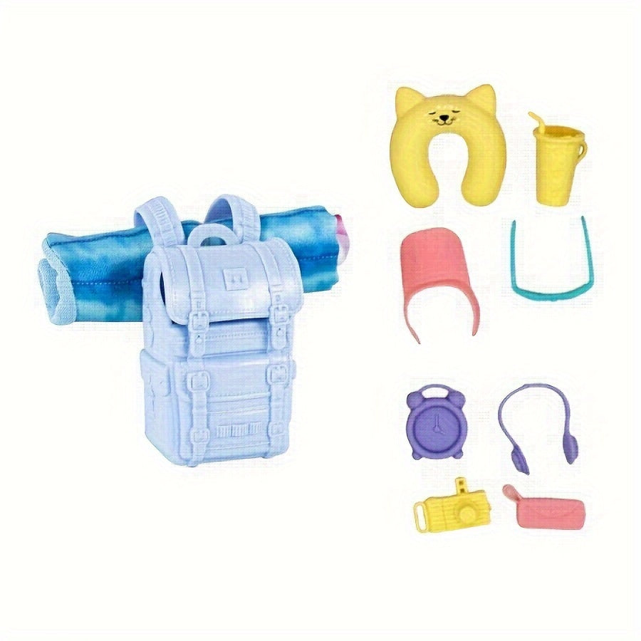 10pc Doll Accessories for 11.5" Dolls, Backpacks, Sleeping Bags, Travel Toy