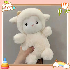 JIAJCHUF Plush Sheep Stuffed Animal Soft Fluffy Beige Lamb Brown Ears