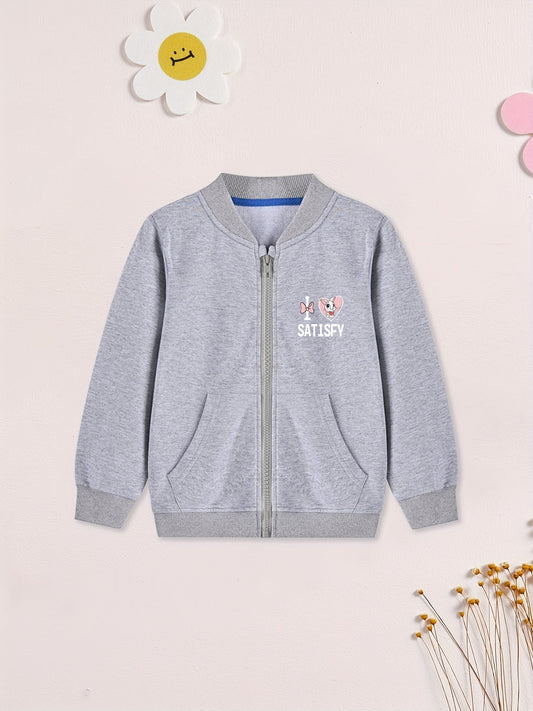 Boy's Rabbit Graphic Cotton Zip Up Jacket for Spring Fall