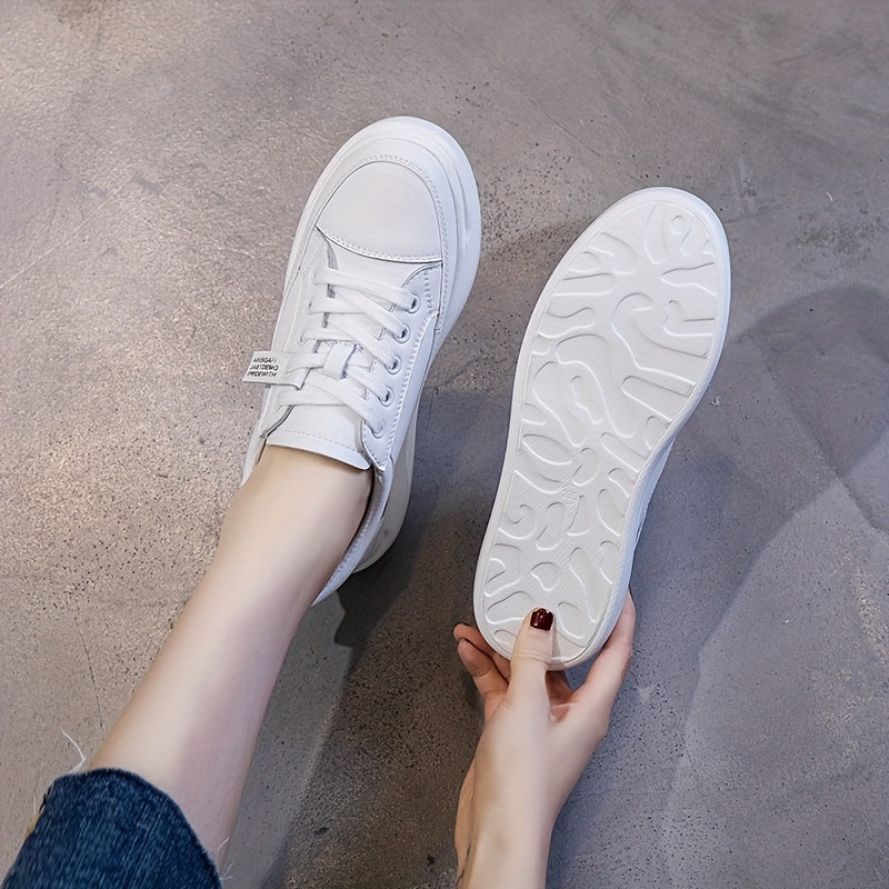 Women's Faux Leather Board Shoes Thick Bottom Sports Shoes