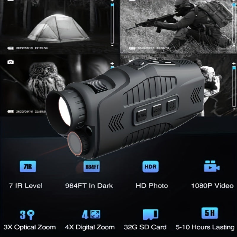 1080P 5X Digital Zoom IR Monocular Night Vision Device for Camping