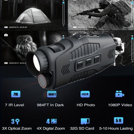 1080P 5X Digital Zoom IR Monocular Night Vision Device for Camping