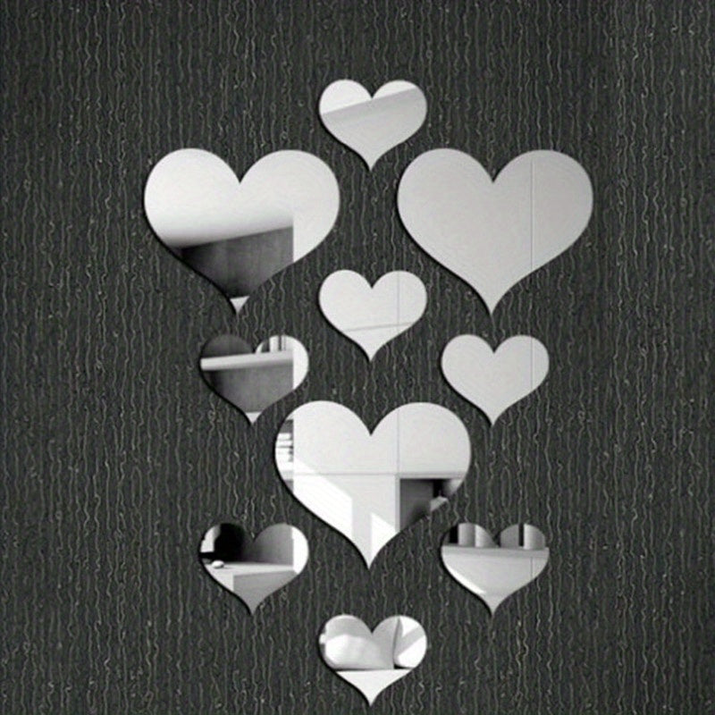 3D Heart Acrylic Mirror Wall Sticker Removable Home Decor