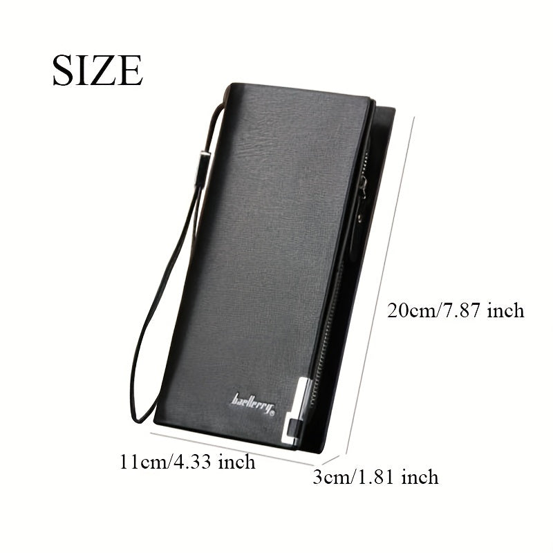 Men's Leather Zipper Handbag Long Wallet Clutch Bag Phone Bag