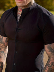Solid Men's Casual Short Sleeve Shirt Summer Tops