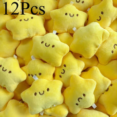 12pcs Yellow Star Squeaky Plush Keychain