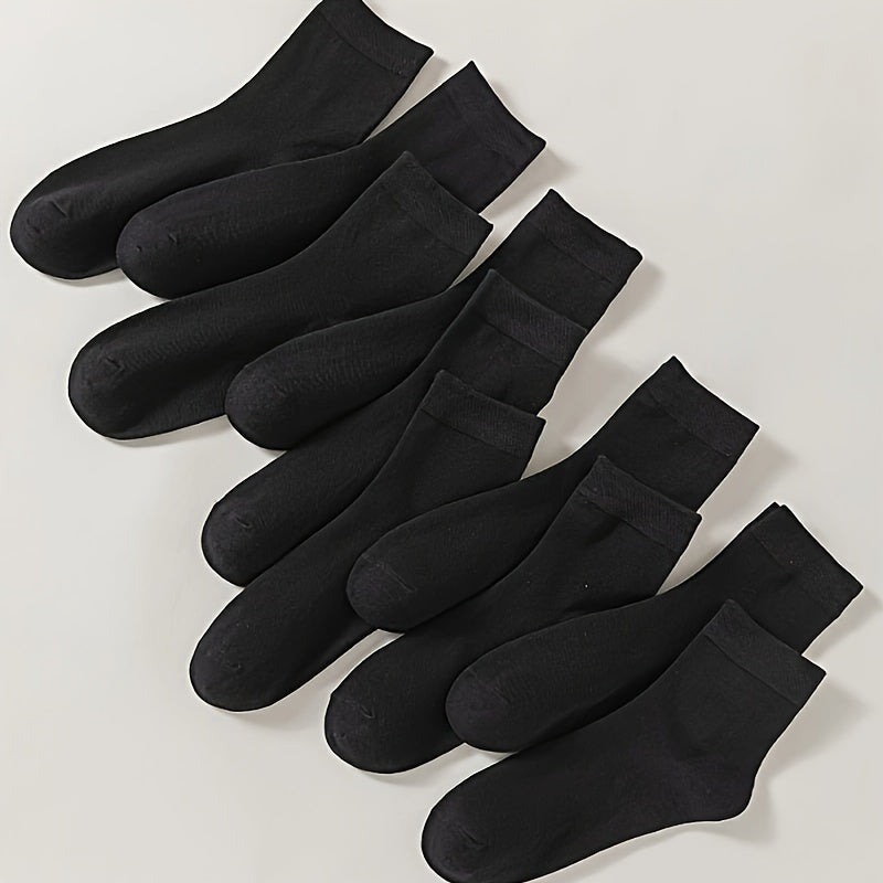 10 Pairs Solid Print Socks Comfy & Breathable All match Socks