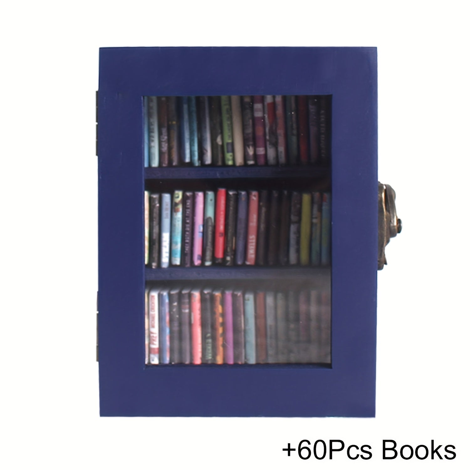 60pcs Tiny Wooden Books Set with Mini Bookshelf, Anxiety Relief Fidget Toy