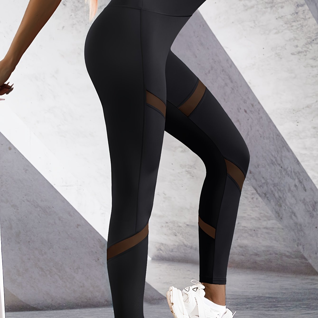 Mesh Contrast Breathable Leggings High Waist Yoga Pants