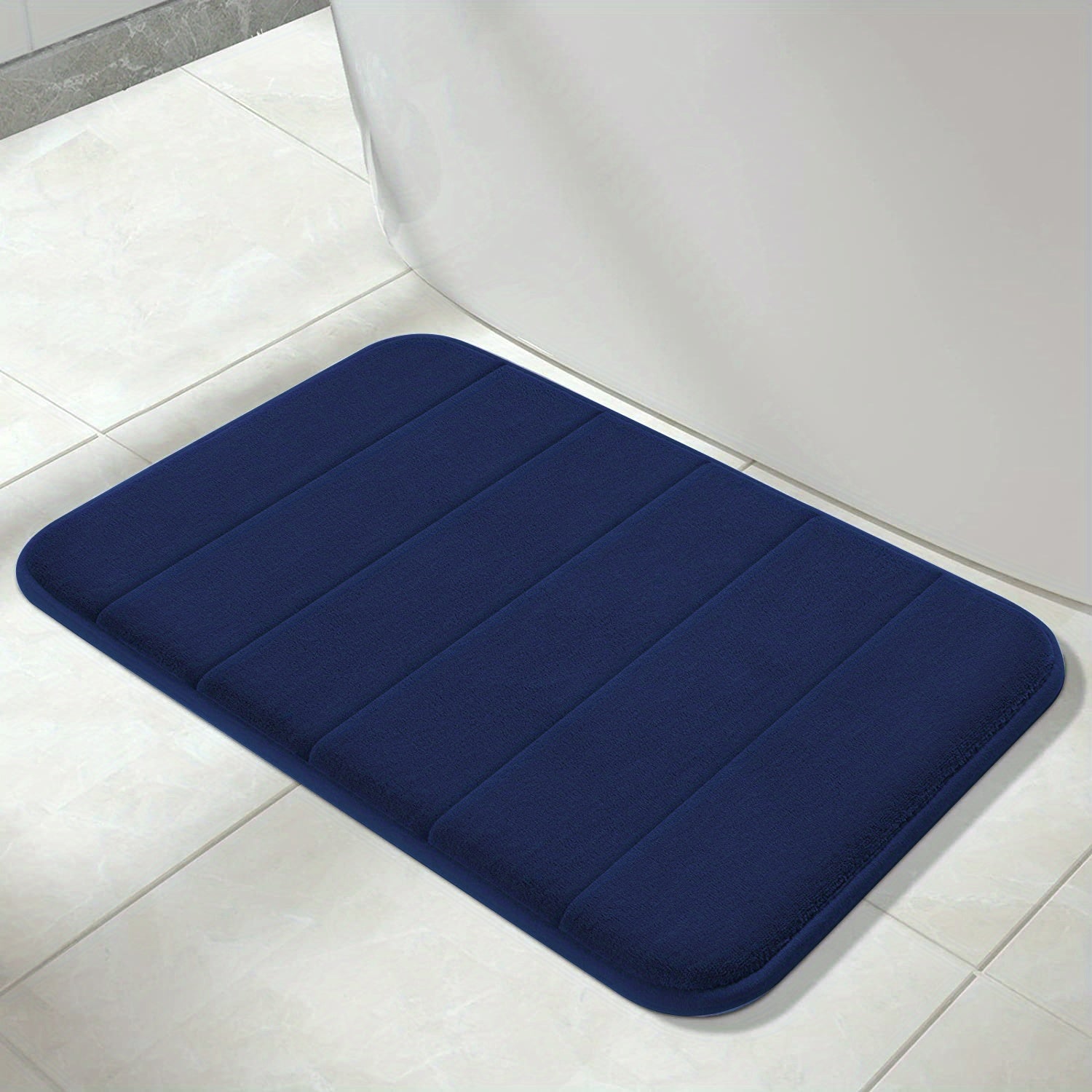 Thick Memory Foam Bath Rug Soft Absorbent Bath Mat Plush Velvet Navy