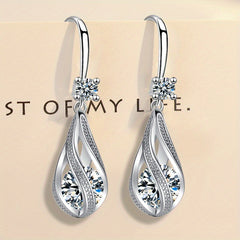 Rotating Teardrop Shape Crystal Earrings for Women Girls