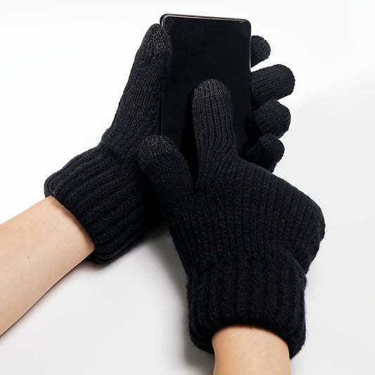 Winter Velvet Touch Screen Gloves  Thickened Casual Knitted Warm Gloves