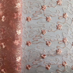 Diamond Mesh Polyester Silk Lace Embroidery Fabric Wedding Dress 0.91m - 4.57m