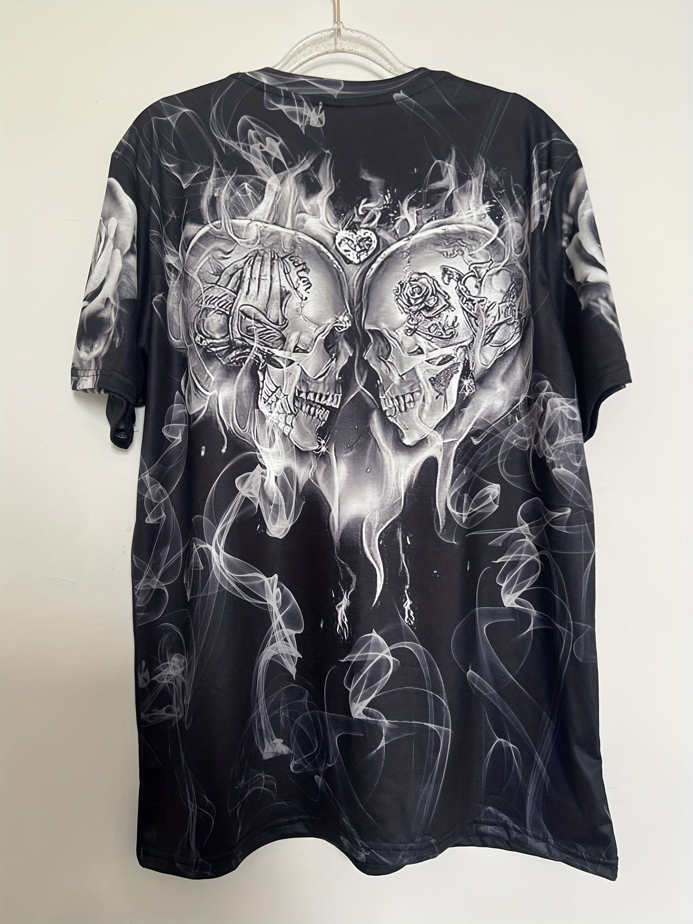 Men's Skull Kissing Print T-shirt Casual Comfy 3D Print Tee