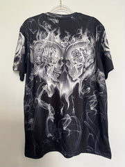 Men's Skull Kissing Print T-shirt Casual Comfy 3D Print Tee