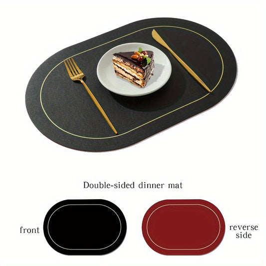 Oval Leather Placemat Pvc Waterproof Dining Table Mat