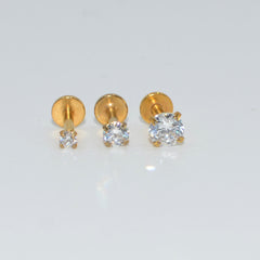 3PCS Mixed Size Opal Zircon Labret Stud Ear Piercing Jewelry