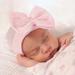 Big Bow Knitted Baby Hat for Newborns