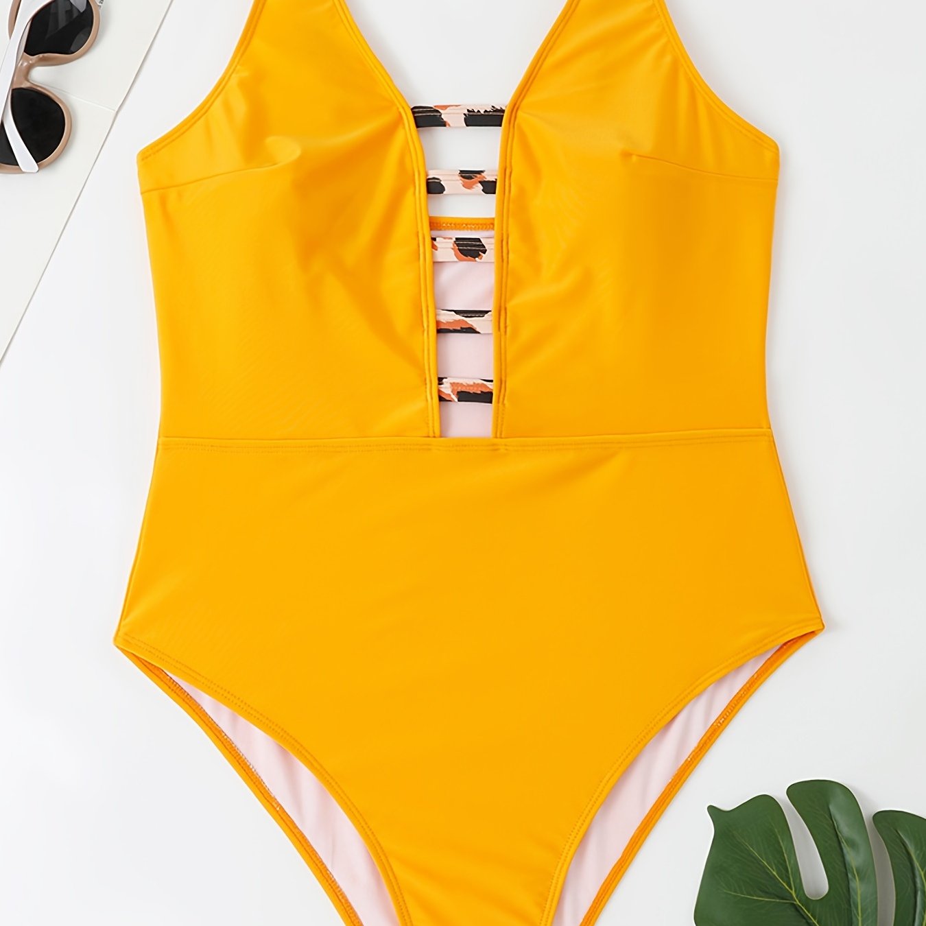  Solid One Piece Swimsuit Women's High Stretch Bathing Suit