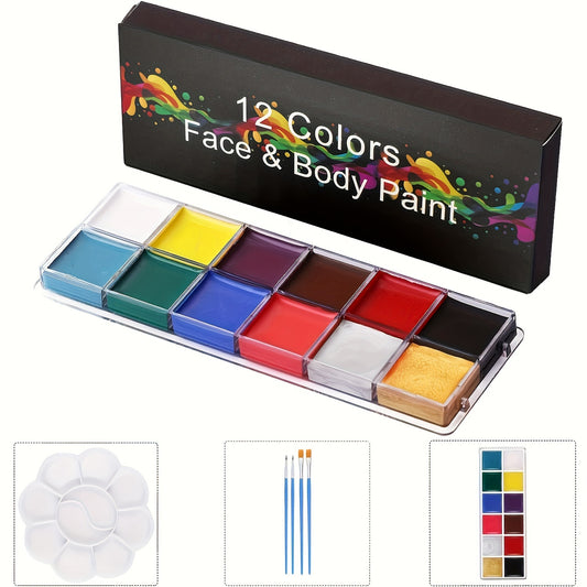 12 Colors Halloween Makeup Face Paint Body Paint Palette Professional