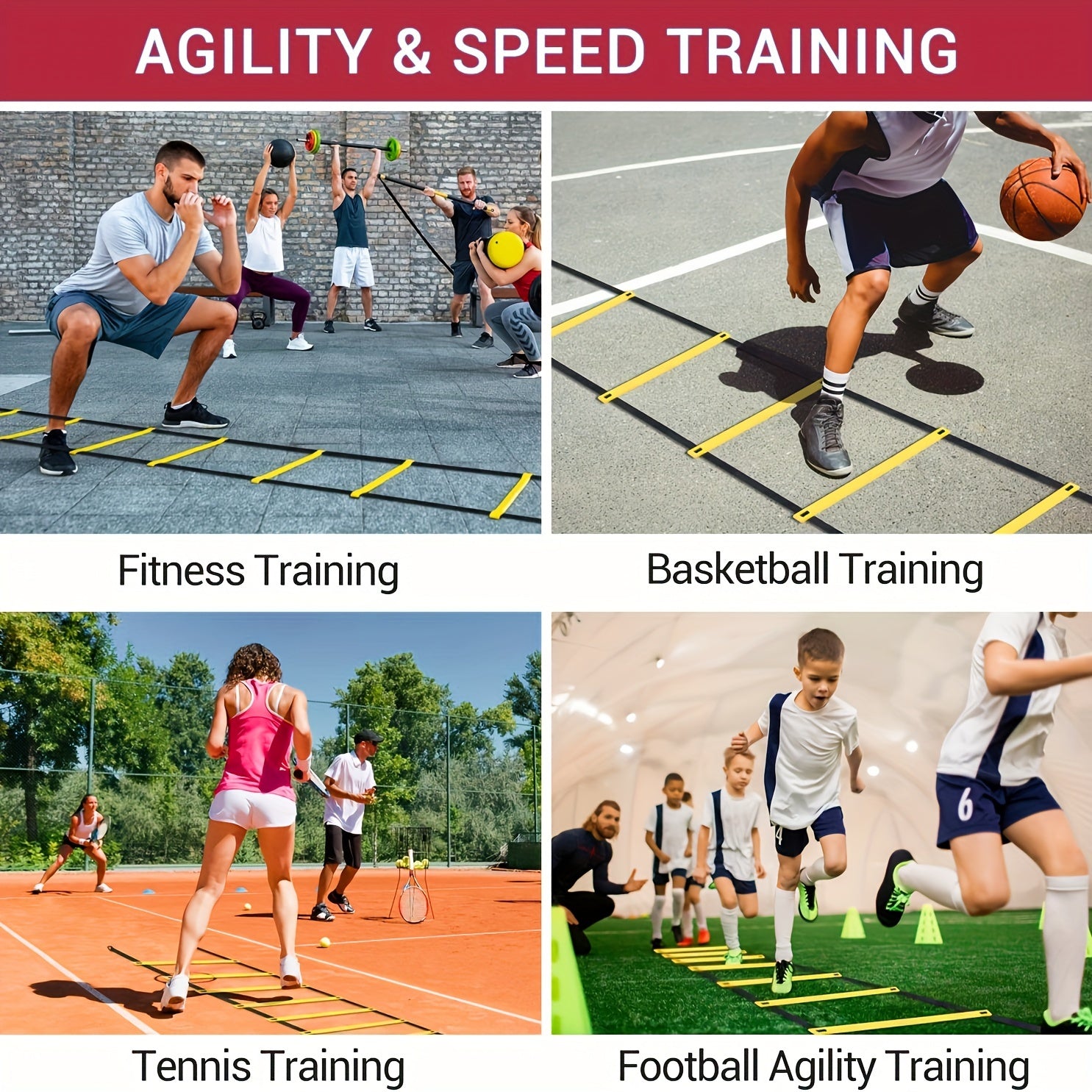 Speed Training Agility Ladder Improve Footwork Quickness 8-20 Rungs Carry Bag