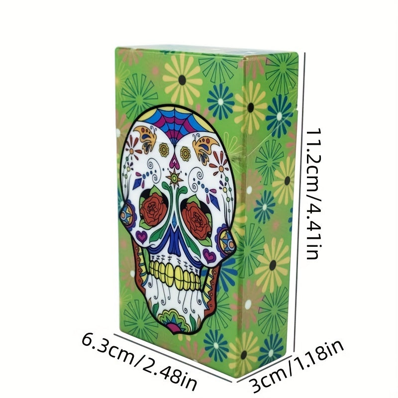 Skull Pattern Acrylic Cigarette Case 20 Capacity Anti Pressure Waterproof