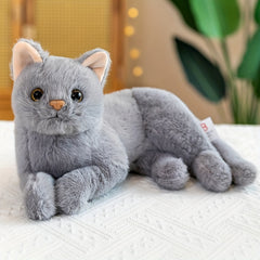 Realistic Soft Stuffed Cat Doll - Perfect Teen Gift - Grey Cat Stuffed Animal