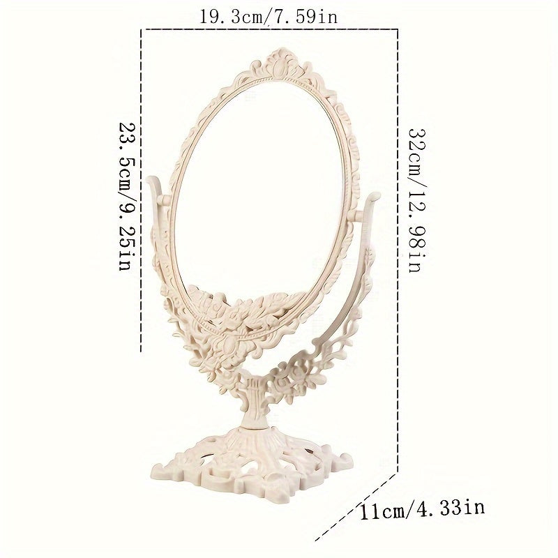 Vintage Oval Shaped Swivel Makeup Mirror for Women