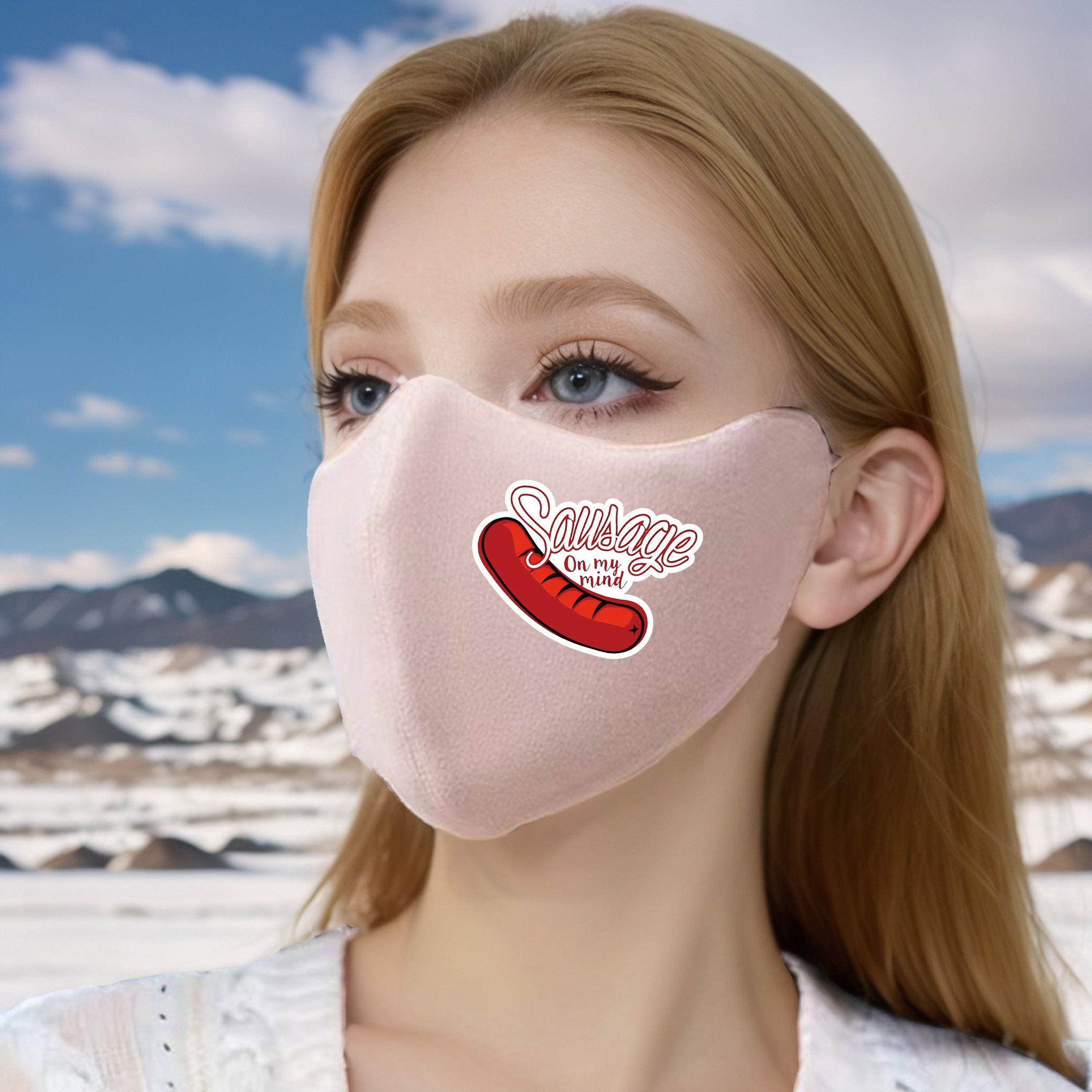 Sausage Print 3D Face Mask Warm Winter Mask with Ear Protection