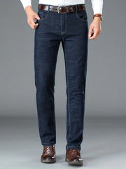 Father's Gift Straight Fit Jeans Men's Casual Trousers Spring Fall Business
