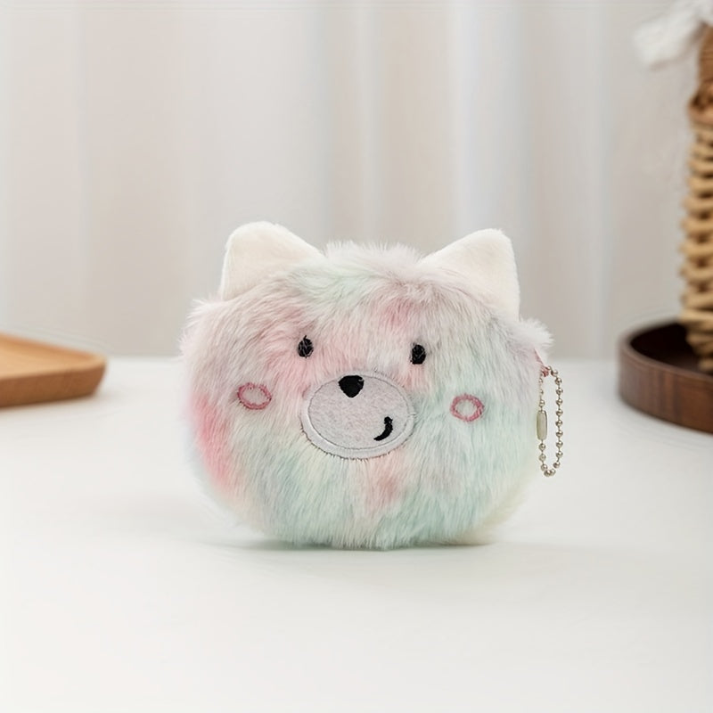 Colorful Fuzzy Plush Coin Purse with Zipper